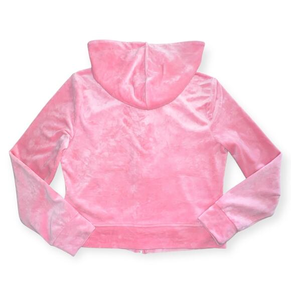 Juicy Couture Velour Track jacket Hoodie Pink Silver Crown logo Size Medium - Picture 8 of 10